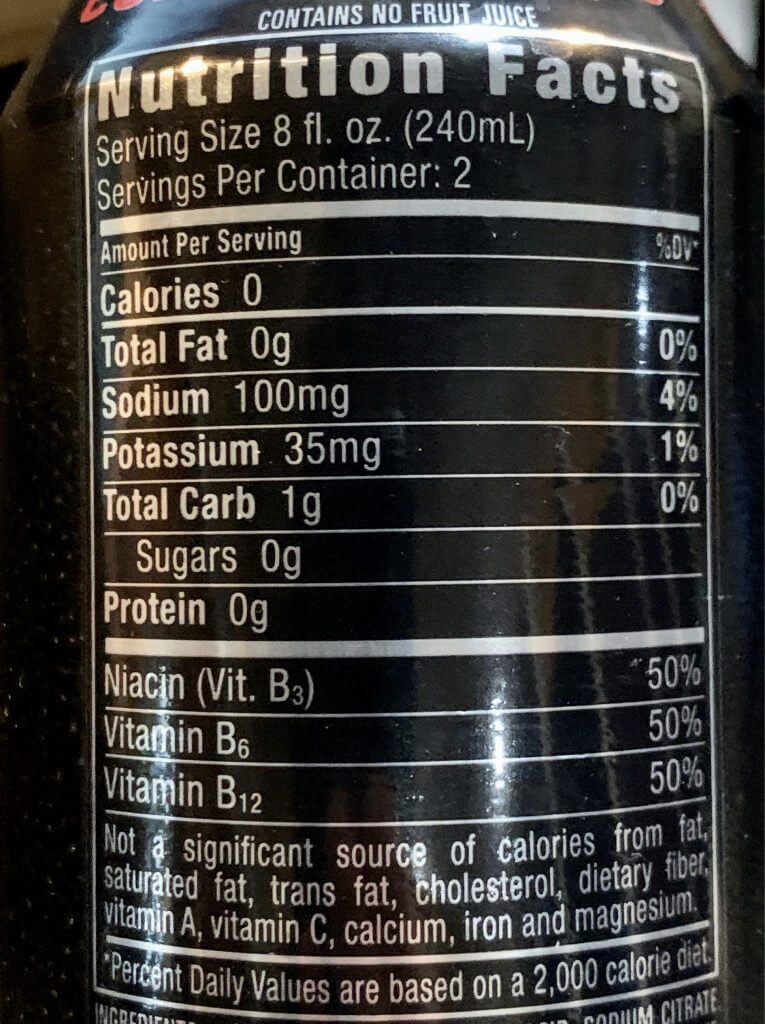 REIGN Nutrition Facts